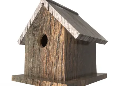 Birdhouse wooden Low-poly 3D model
