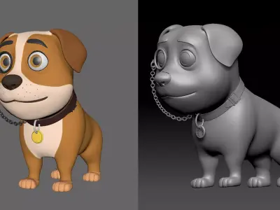 Stylized Bulldog 3D Model - Game-Ready PBR Character Low-poly 3D model