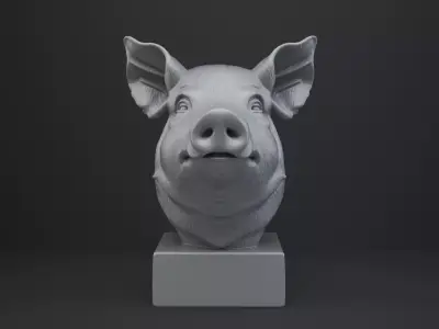 Pig Bust - Animal Figurine 3D print model