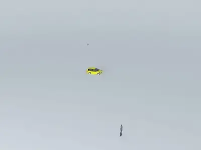 The Crash car in middle of snowy field Free 3D model