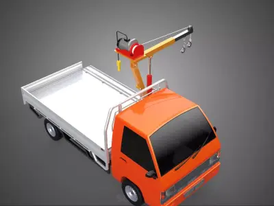 DROPSIDE FOLDING JIB CRANE HOIST MOTOR CRANK WINCH TRUCK PICKUP 3D model