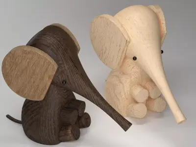 Cat and Baby Elephant 3D model