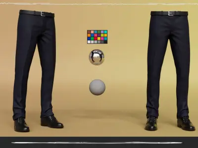 Men Pans with Shirt Blazer and Shoes Vest Blue Black  Low-poly 3D model