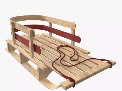 Wood sled 3D model