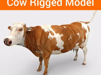 3D Cow Rigged cattle  Low-poly 3D model