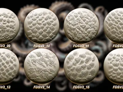55 Reptile Creature and Dragon skin Vol 3 Alpha and Brush 3D model