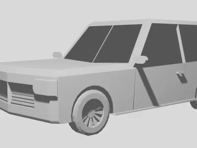 Low Poly White SUV Car Stylized 3D Model Low-poly 3D model