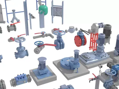 Industrial valve electric motor Low-poly 3D model