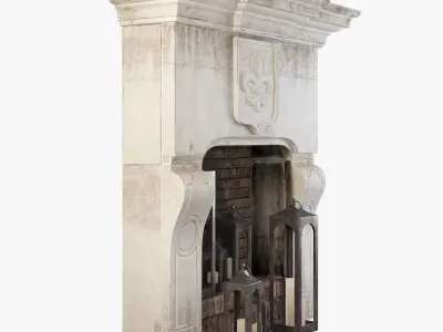 Fireplace set 3 with candles 3D model