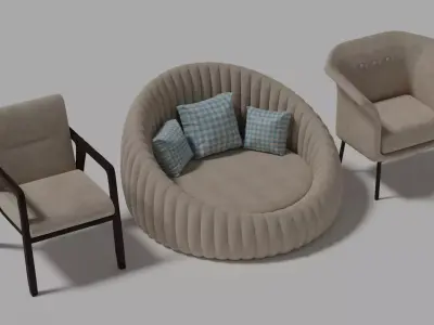 armchair pack Low-poly 3D model
