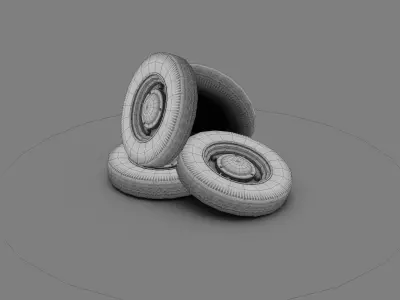Car wheels ZAZ-965  Low-poly 3D model