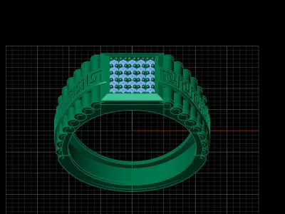 Print Ready STL 3DM  Gents Rings Diamond Men Ring  3D print model 108