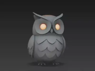 3D Model of Gray Owl Halloween Night Creature Spooky Animal 3D print model