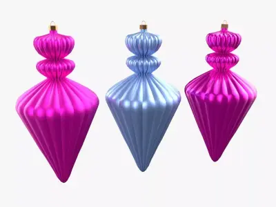 Christmas Tree Ornament Set10 - Pink LightBlue Low-poly 3D model