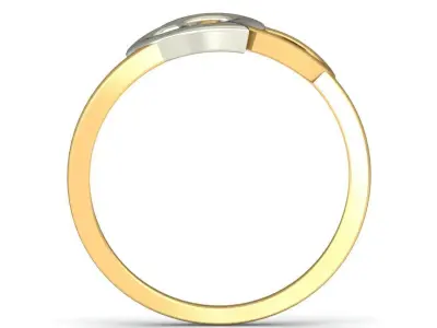 Ring - 2 1 two heart gold and gold 3D print model