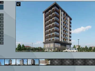 Residence V apartment building with car parked 3D model