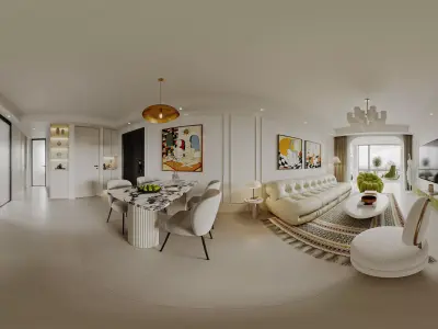 Modern living room dining room interior scenes 353 3D model
