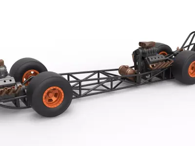 Front engine AWD dragster Scale 1 to 25 3D print model