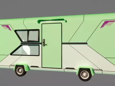 Futuristic Green Caravan Low-poly 3D model