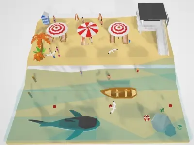 Holiday beach Free 3D model