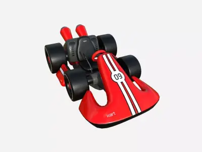 Cartoon Kart D01 Red - Vehicle Racing Design Low-poly 3D model