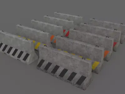 PBR Concrete Barrier V4 Low-poly 3D model