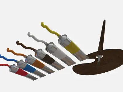 Artist Palette Low-poly 3D model