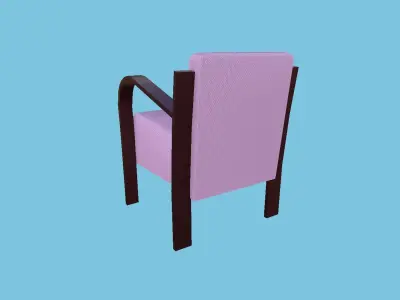Pink Fabric Armchair - Furniture Interior Design Low-poly 3D model