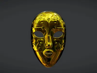 Elegant Golden Venetian Mask Low-poly 3D model