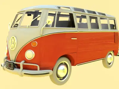 Volkswagen Samba T1 Bus 3D Model Low-poly 3D model