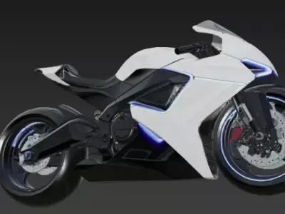 White Sports Bike 3D Model Realistic Render 3D model