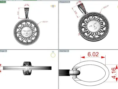 Sun face pendant Sun with a face  3D print model