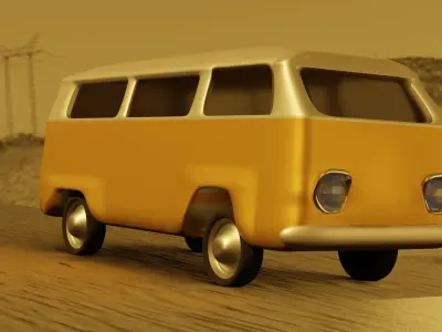 Minivan vw bus Low-poly 3D model