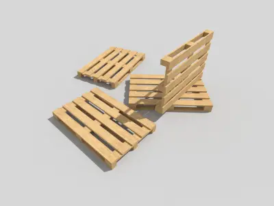 Wooden Pallet Low-poly 3D model