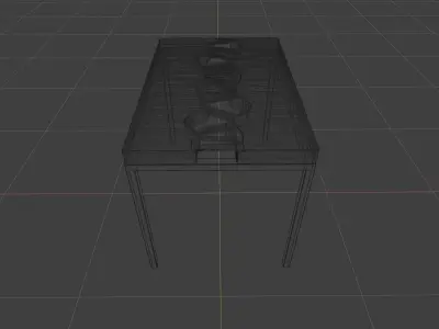 Decorative wooden table with a river inside 3D model