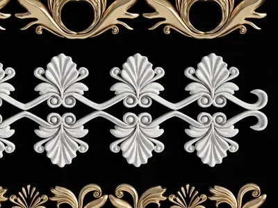 Plastering set of ornate ornaments 3D model