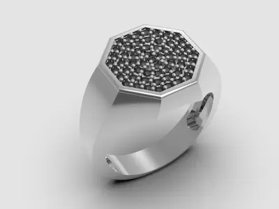 Octagonal ring with diamonds 3D print model