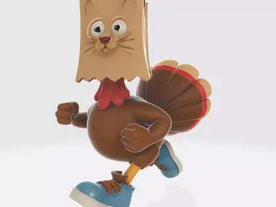 Funny Turkey Cat Hybrid Cartoon Figurine 3D Printed 3D print model