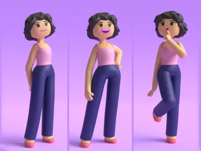 Minimal Cartoon Character Women 3D model