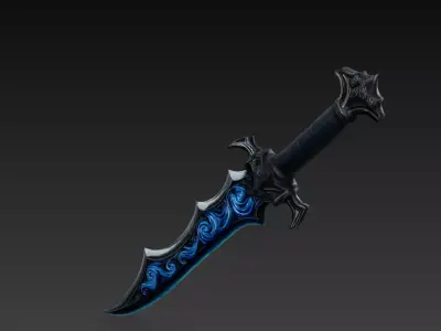 Abyssal Tideblade - Low Poly Stylized Fantasy Sword 10K Low-poly 3D model