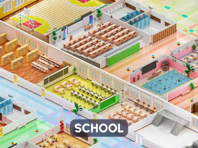 School Low-poly 3D model