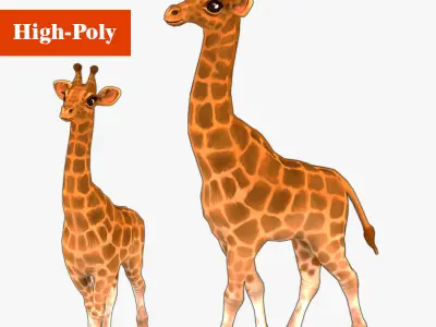 giraffe rig high-poly textured  3D model