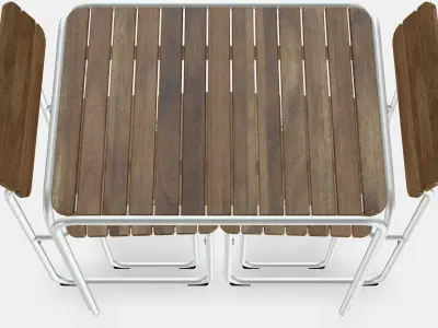 FURUON dining table with 2 chairs  2 stools Low-poly 3D model