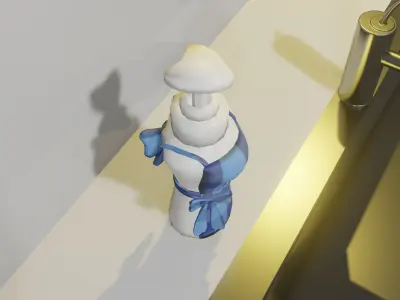 Feminine Soap dispenser With Apron Ornament  Low-poly 3D model