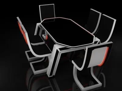 Sci fi Table and Chair 3D model