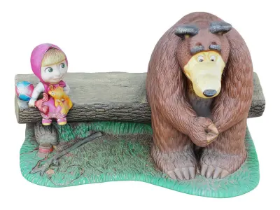 Sculpture Of The Characters Masha And The Bear  3D model