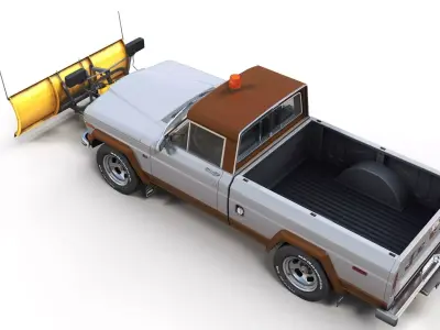 Jeep Gladiator J-10 snow plow pickup Low-poly 3D model