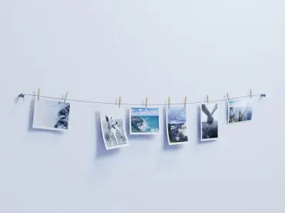 Ribbon Hung Pictures Low-poly 3D model