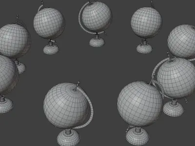 Solar System Planets Globes 3D Model Low-poly 3D model
