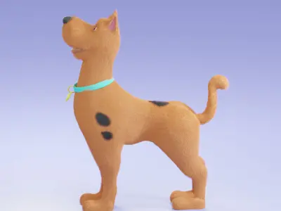 Scooby-Doo rigged and  fur Low-poly 3D model